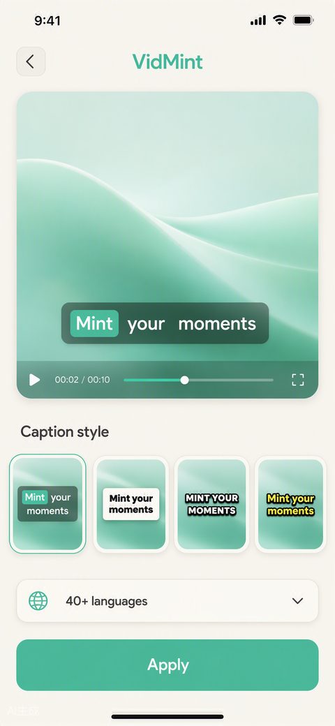 Subtítulos automáticos de VidMint generando subtítulos animados en un video corto