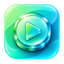 Logotipo de la app VidMint: moneda verde menta con botón de reproducción